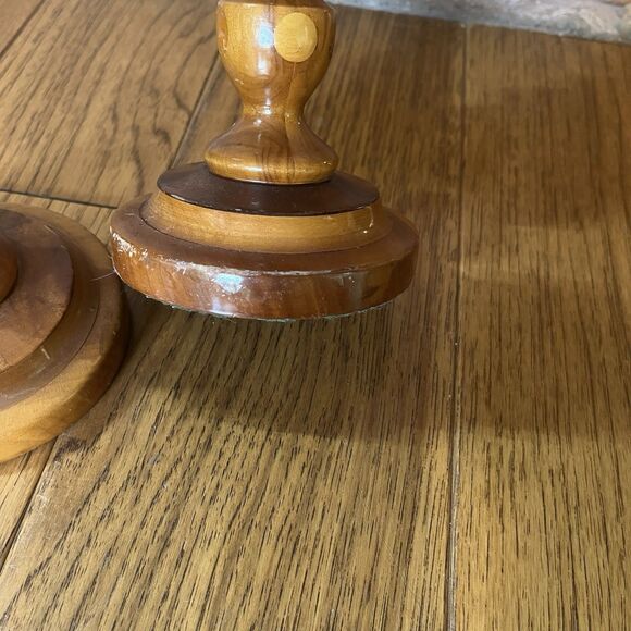 Vintage Hand Turned Mixed Wooden Candle Stick Holders 9” Boho - Picture 6 of 7